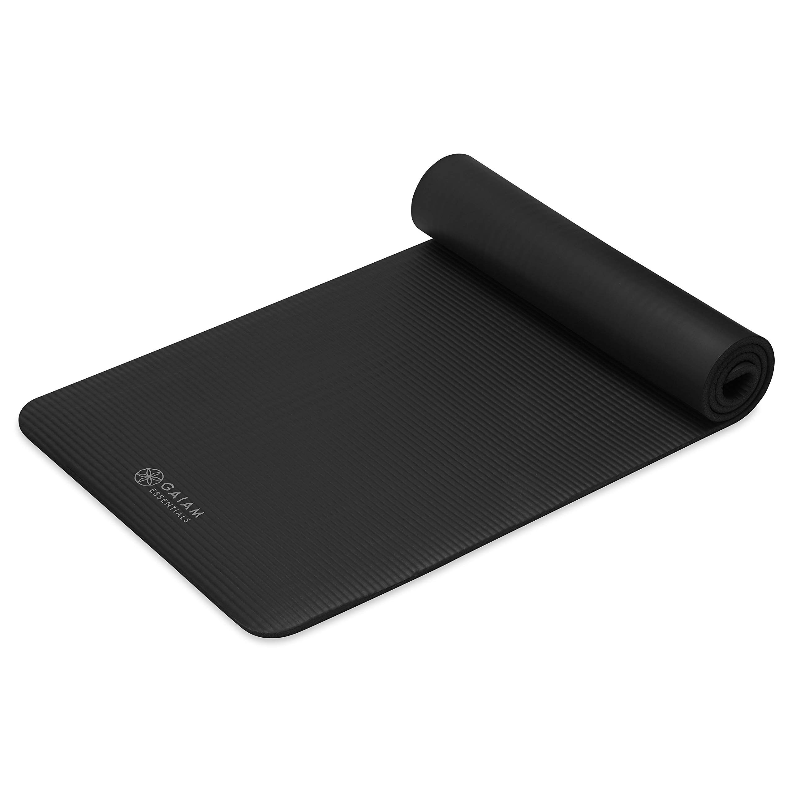 gaiam-essentials-tapis-de-yoga-extra-pais-182-9-x-61-cm-12-mm-noir-sangle image 8