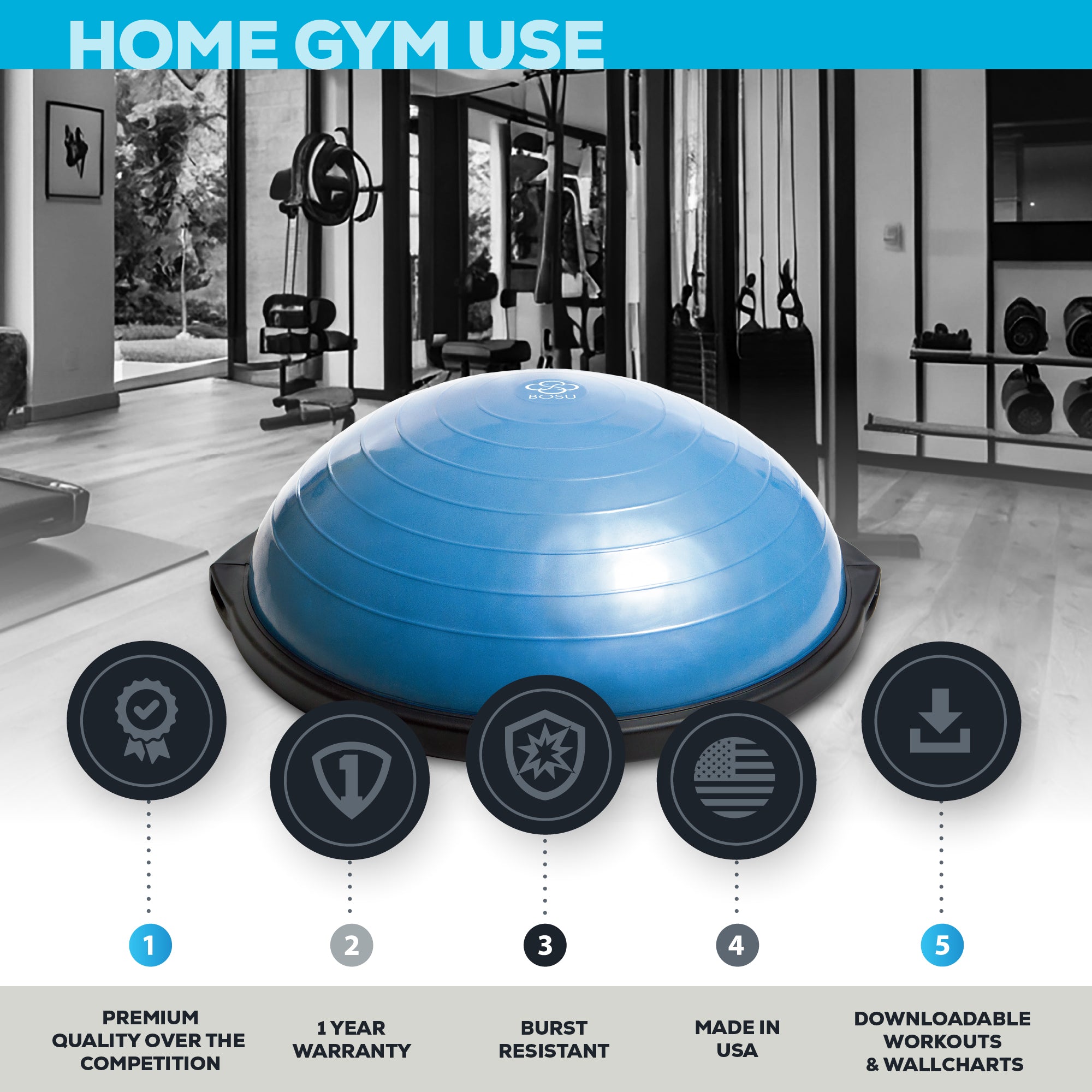 bosu-home-balance-trainer-avec-bandes-de-r-sistance image 2