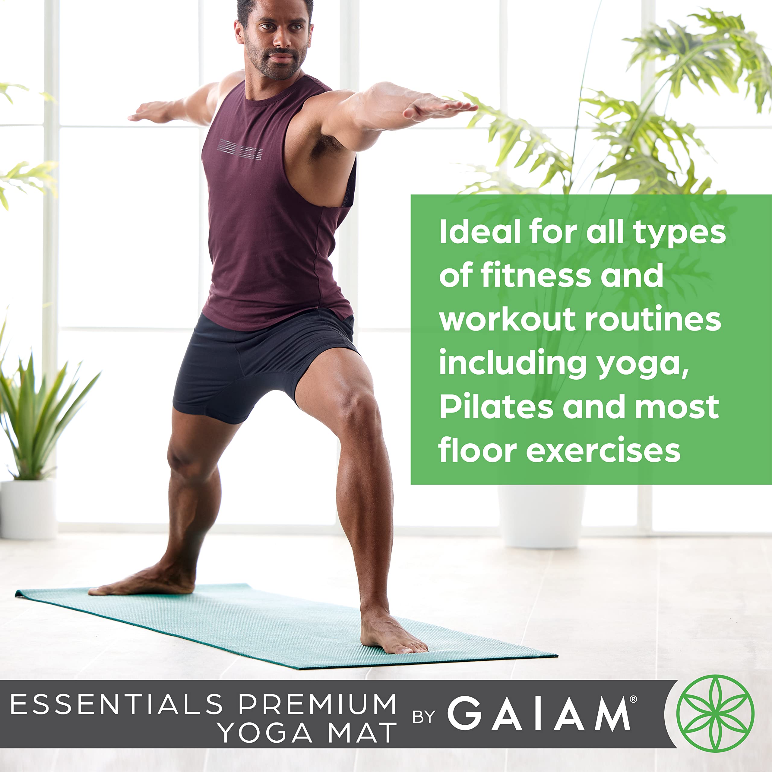 gaiam-essentials-tapis-de-yoga-premium-182-9-x-61-1-cm-6-mm-sangle image 6