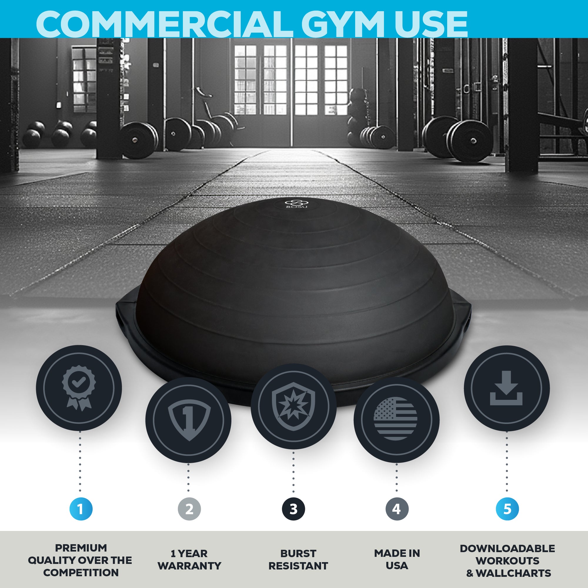 bosu-pro-balance-trainer-noir-mat-plateau-d-quilibre-pro image 2