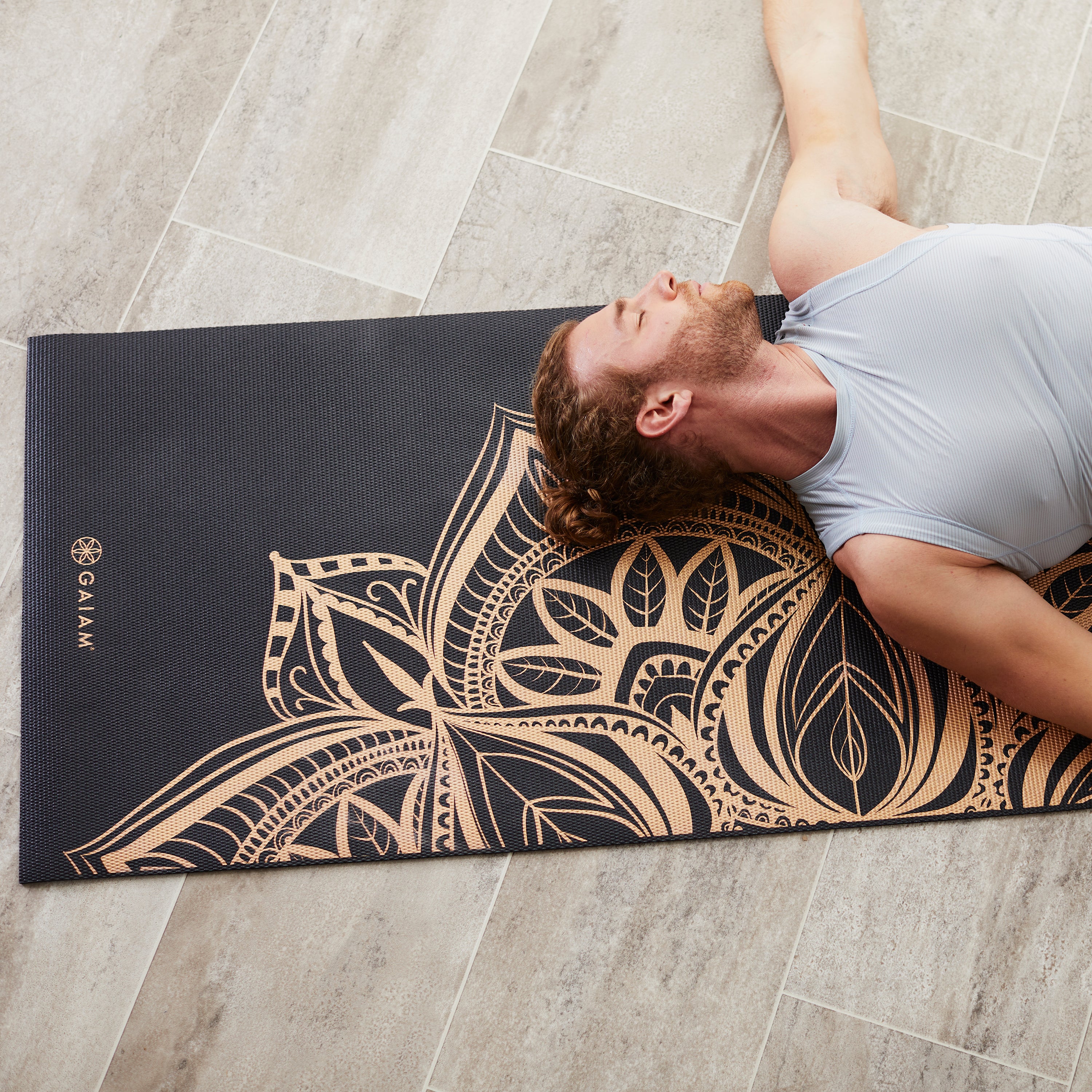 gaiam-premium-reversible-marbled-bronze-medallion-tapis-de-yoga-6-mm image 8